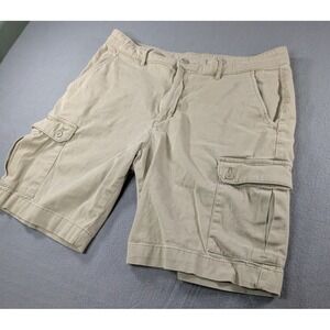 St. John's Bay Cargo Shorts Mens 34 Khaki Tan Stretch Cotton 6-Pocket Flat Front